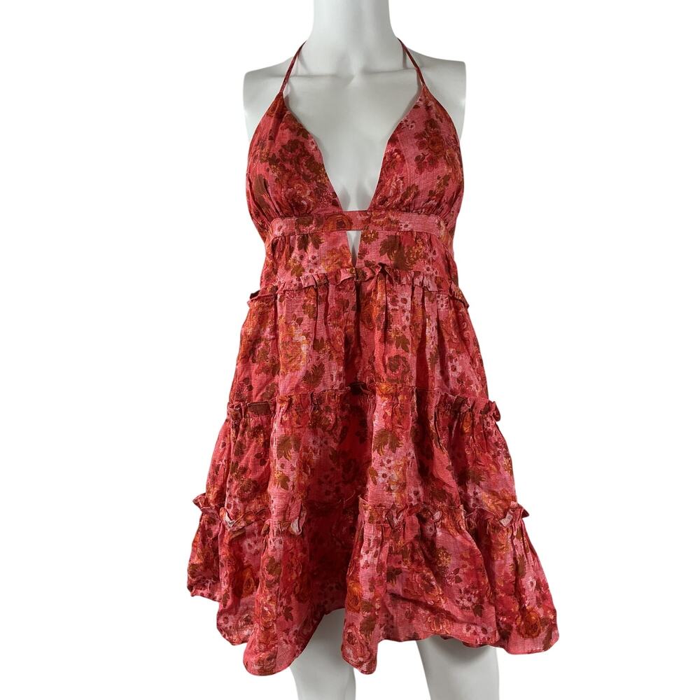 Cami Nyc Tiered Floral Salmon Doris Minidress Size S